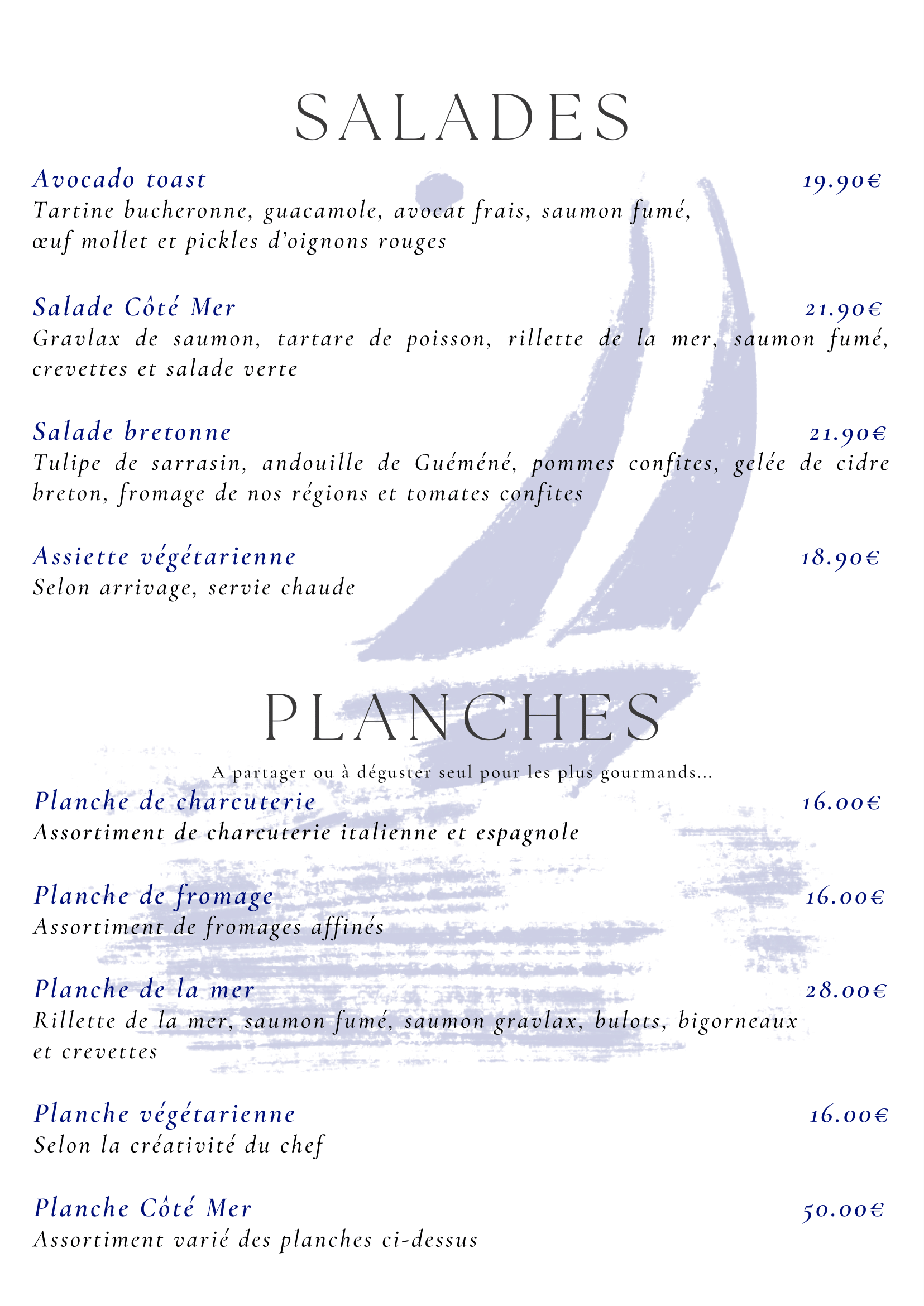 Salades et planches